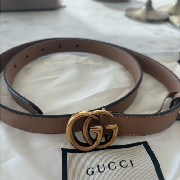 Gucci Accessories - Gucci marmont skinny tan belt
